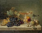 Johann Wilhelm Preyer nuts and a glass on a marble ledge oil painting